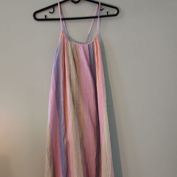 NWT Madewell Tie-Back Cover-Up Maxi Dress in Rainbow Stripe - Picture 6 of 9